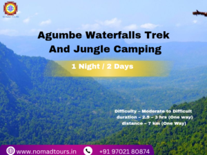 AGUMBE WATERFALLS TREK AND JUNGLE CAMPING